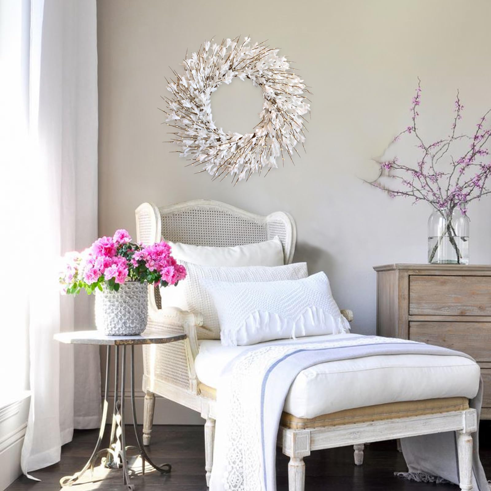 Bibelot Forsythia wreath dining-table-centerpiece adds nature-inspired decor