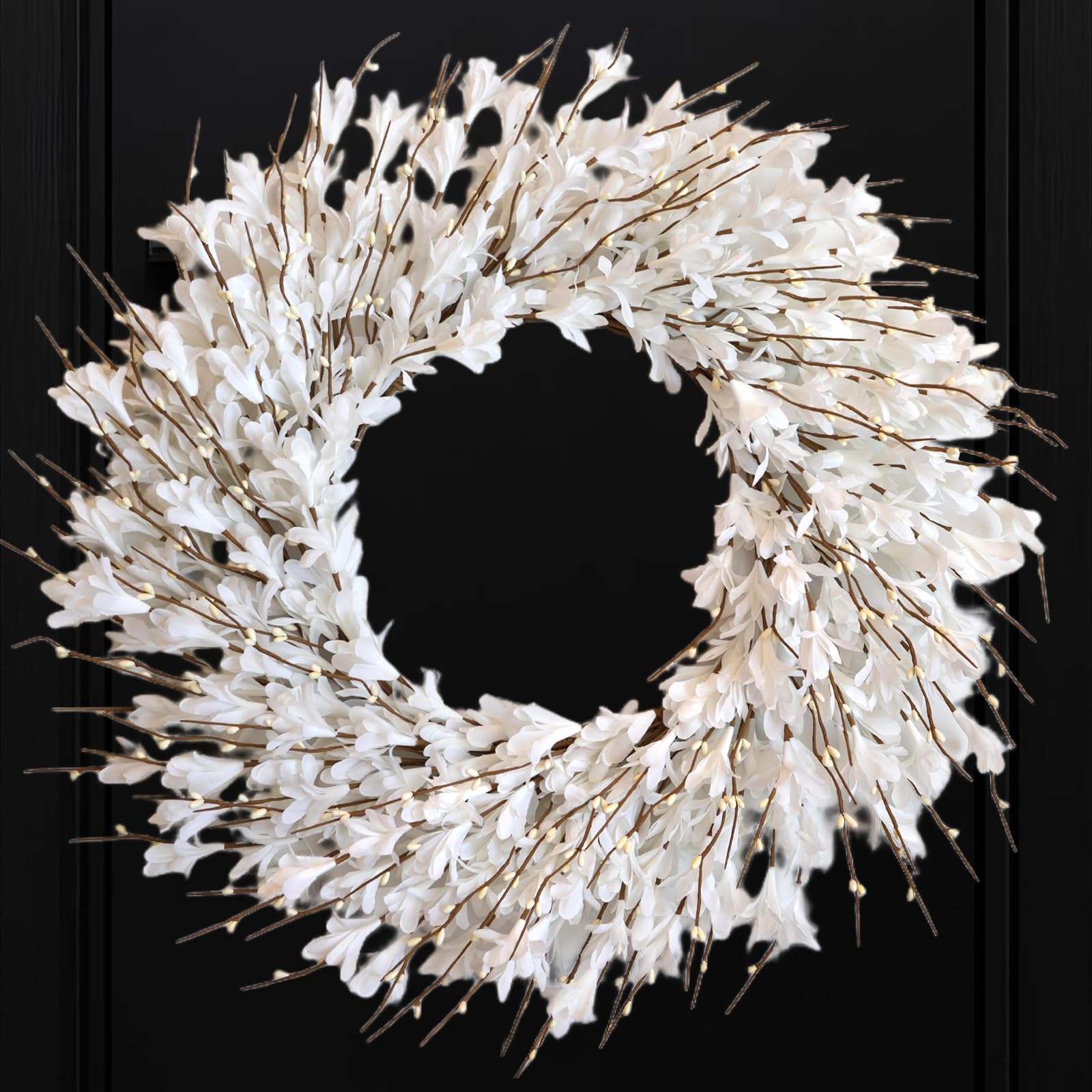 Bibelot 22inch Forsythia wreath front door adds seasonal charm