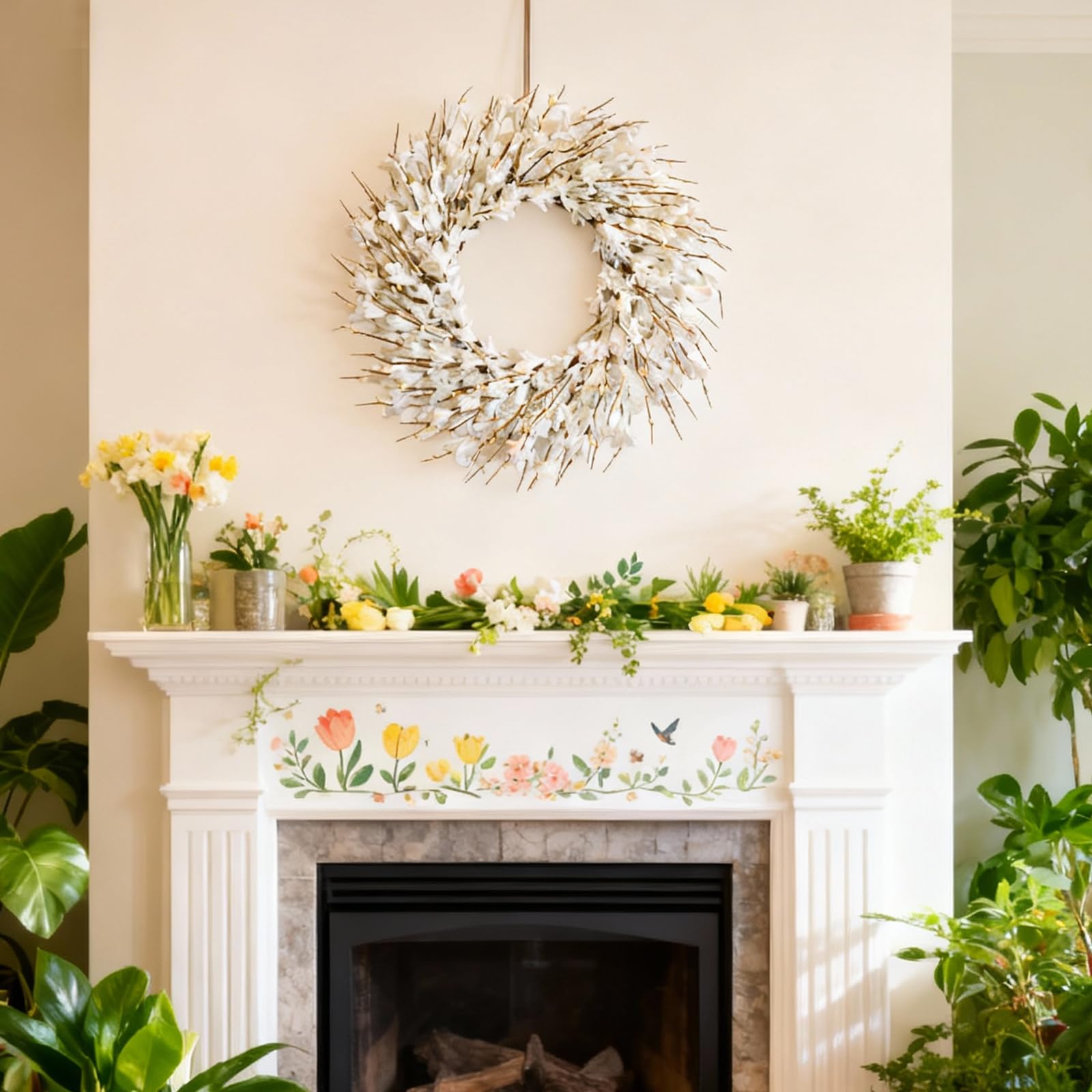 Bibelot Forsythia wreath outdoor-porch stays vibrant with minimal care