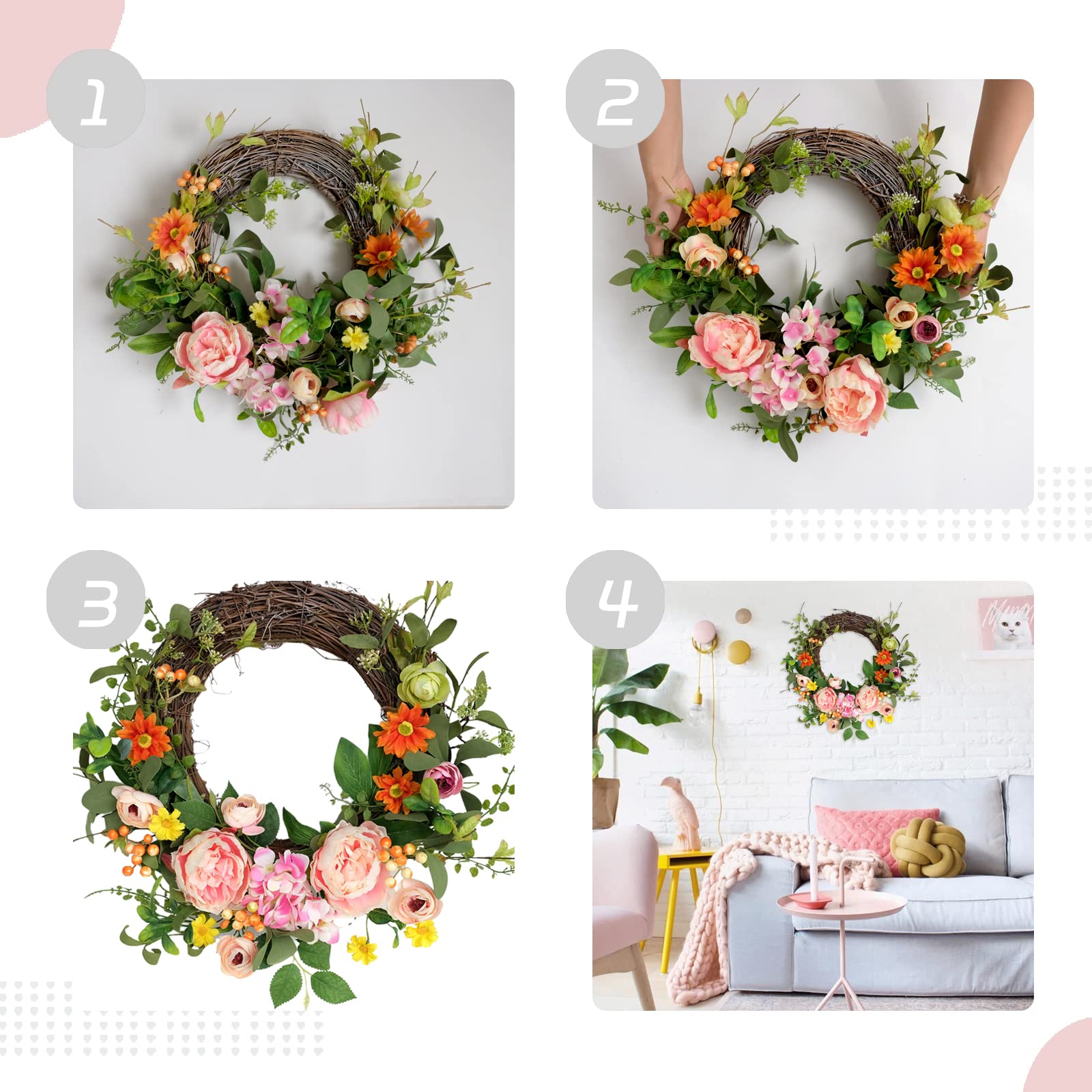 Bibelot ready-to-hang wreath blends rustic elegance for year-round home styling.