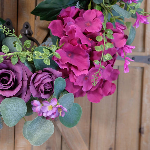 Bibelot purple wreath suits indoor or covered outdoor use