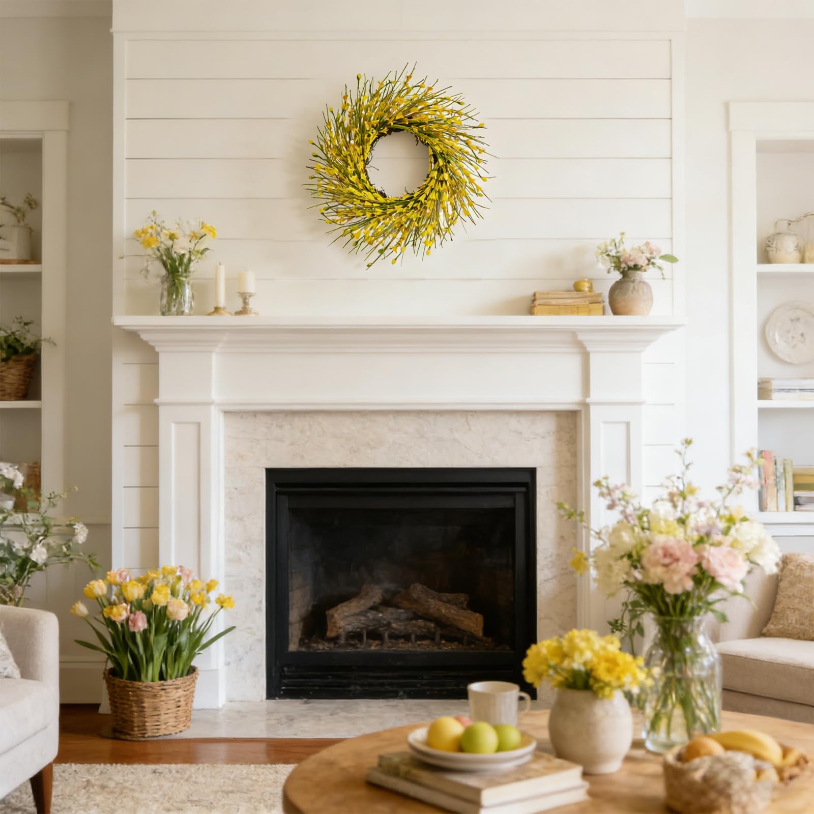 Bibelot front-door wreath boosts entryway welcome.