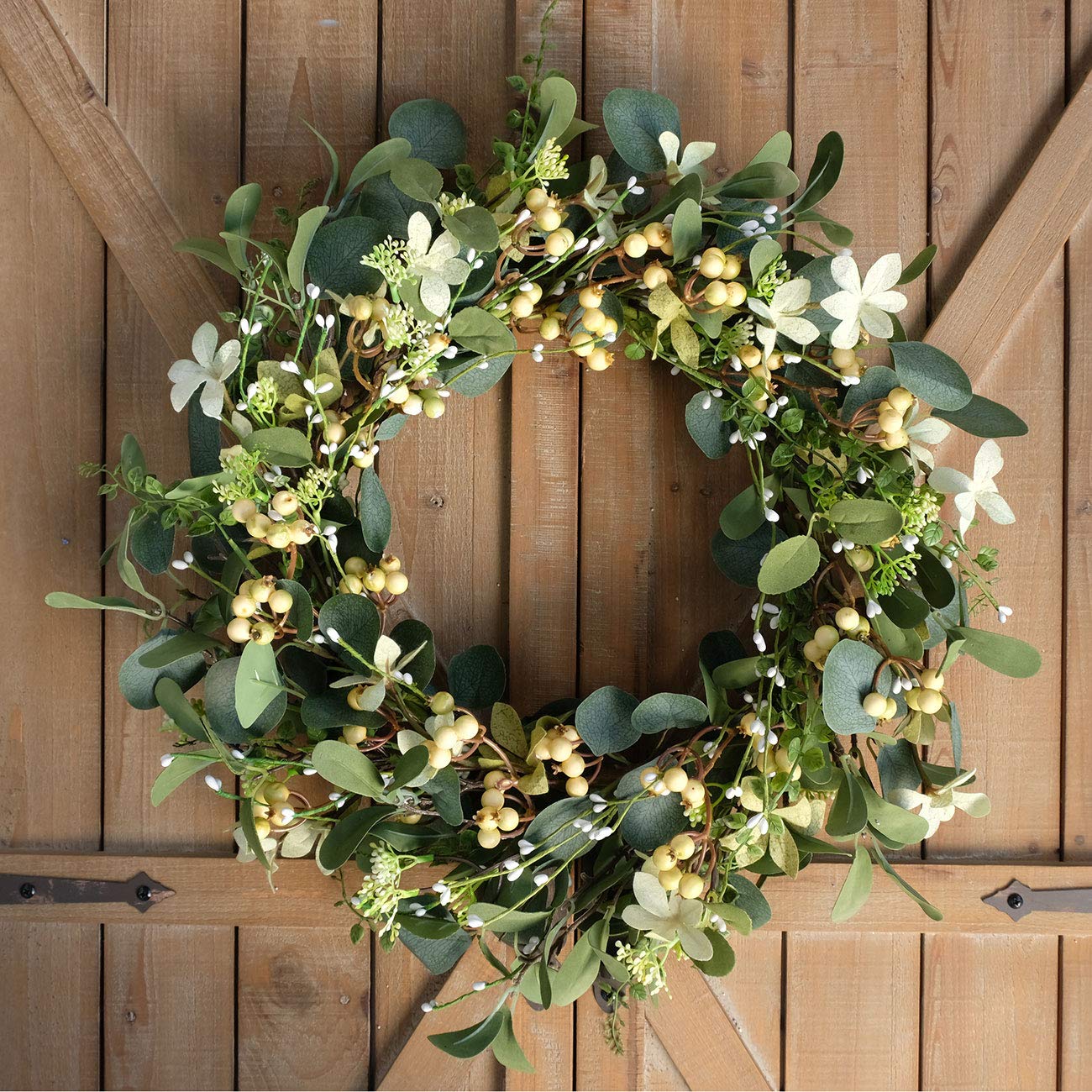 Bibelot wreath on windowsill adds year-round natural beauty.