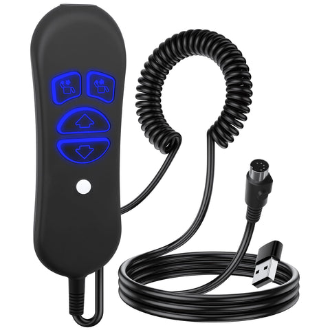 BIBIELF lift chair remote front view with LED backlight for night use.