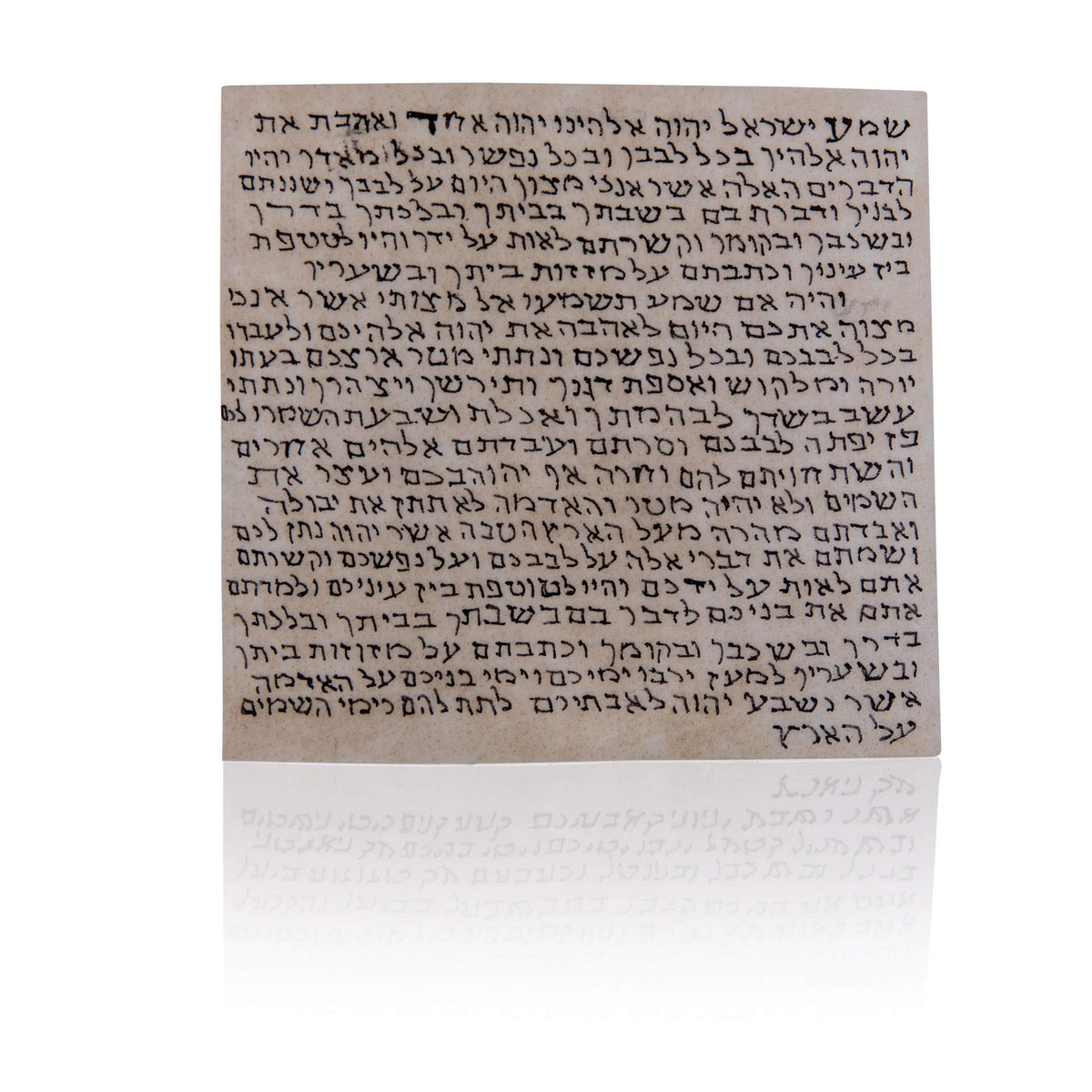Biblical World kosher mezuzah scroll hand-written by Sofer Stam for home entryways