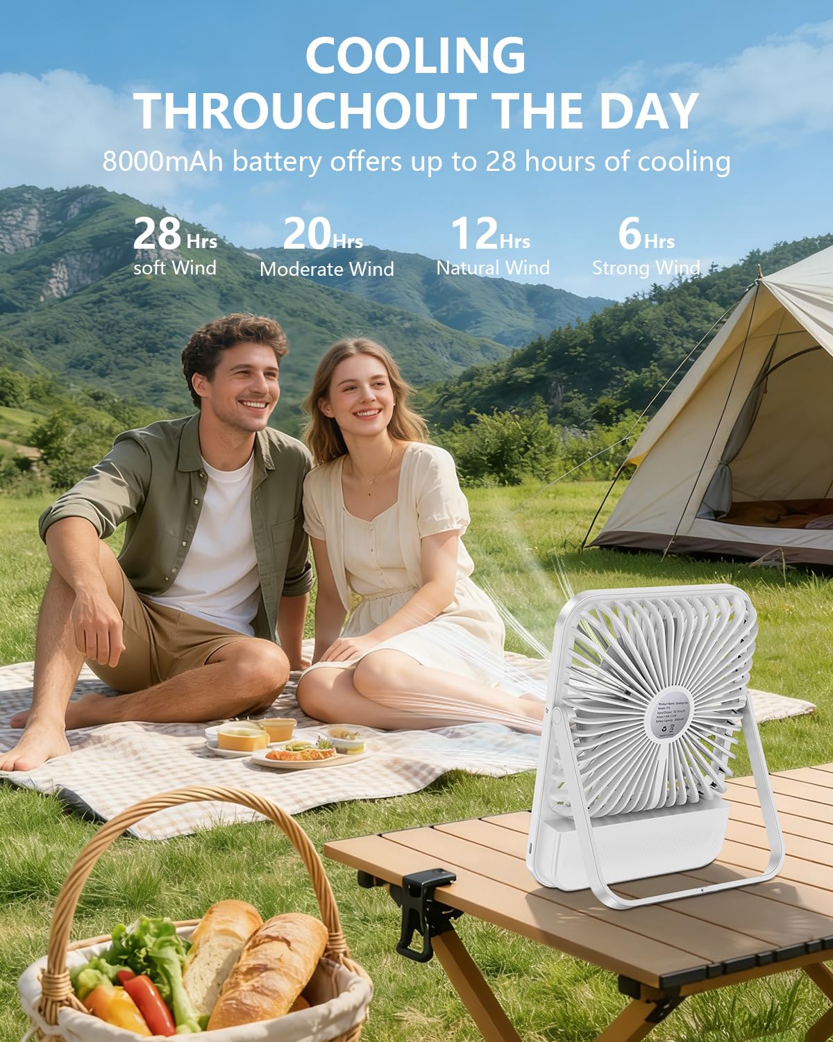 BIVBTP desk-friendly fan for bedroom, office, or travel
