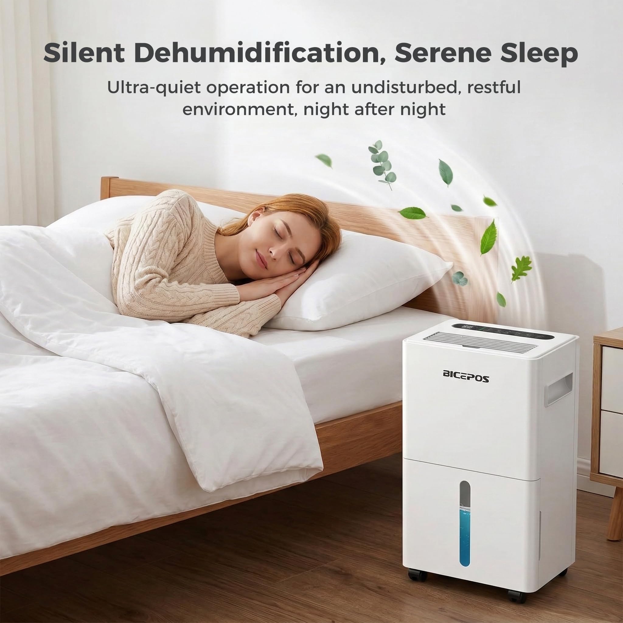 Bicepos dehumidifier with wheels for easy relocation.
