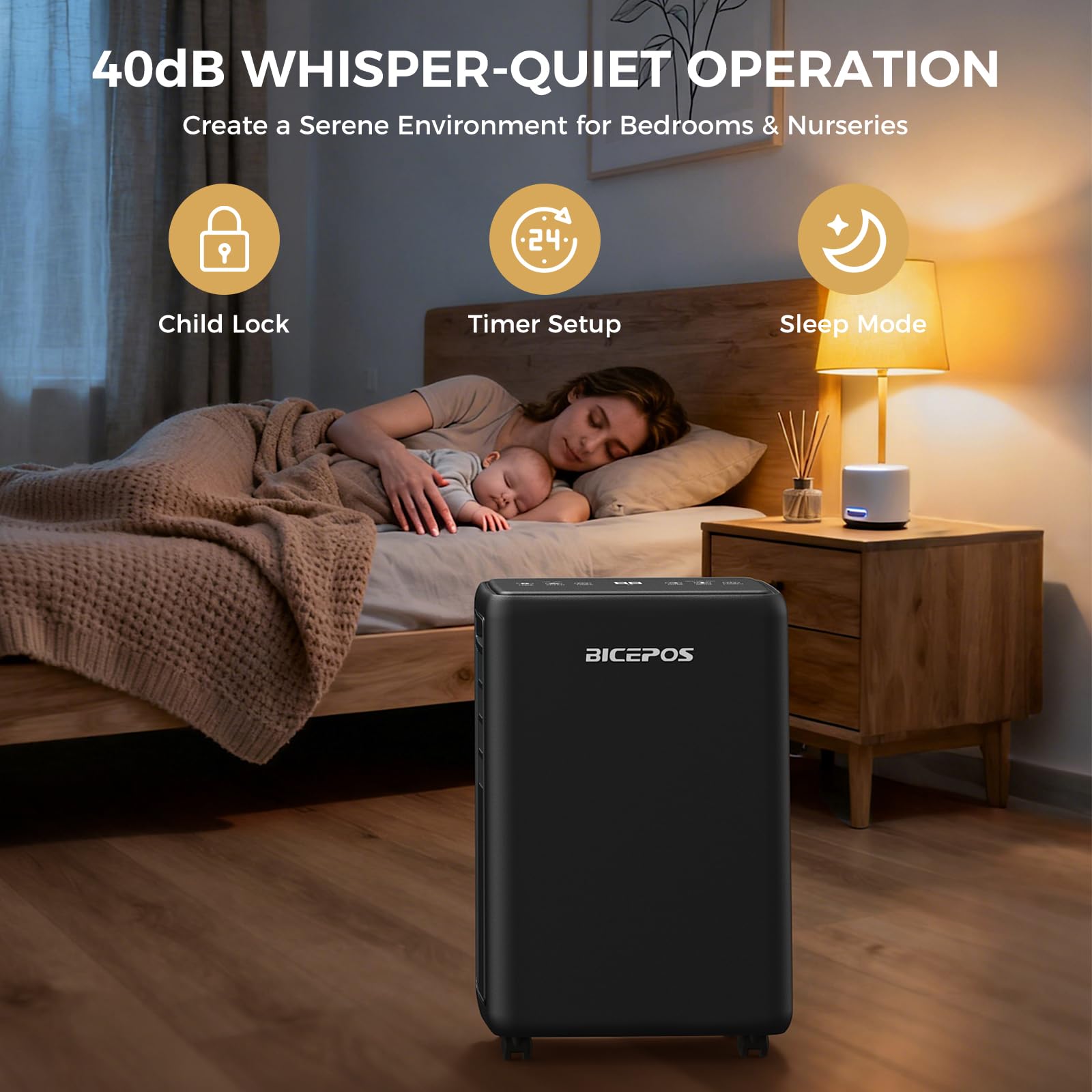 Bicepos dehumidifier tank full indicator prevents overflow.
