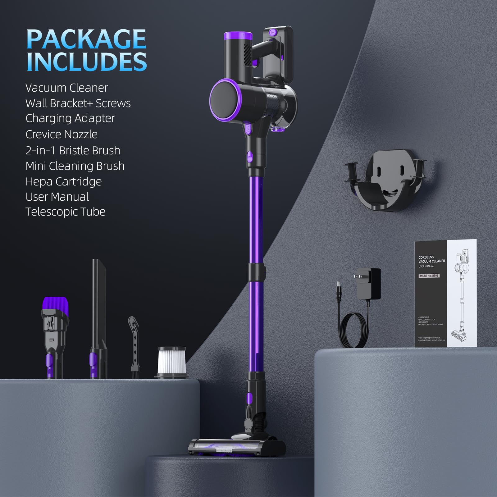 Telescopic tube on the Bieiao vacuum adjusts height for comfort
