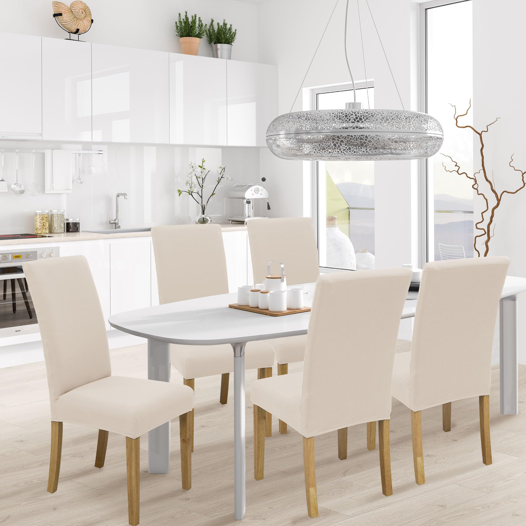 BIETYONE dining room chair slipcover adds color and style while guarding against spills
