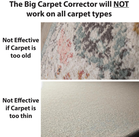 The Big Carpet Corrector's ergonomic handle reduces bending during cleaning.