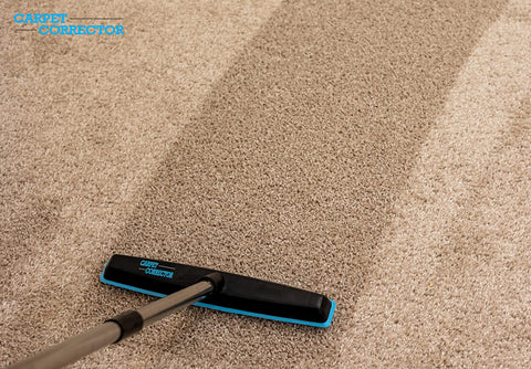 The Big Carpet Corrector glides through hallway to fluff worn carpet.