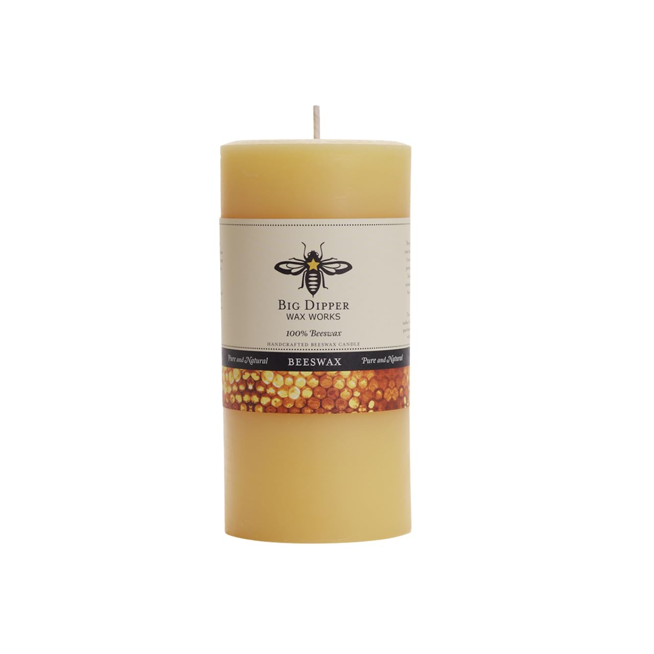 Big Dipper Wax Works beeswax pillar candle, 3x6 inches, clean burn for cozy ambience.