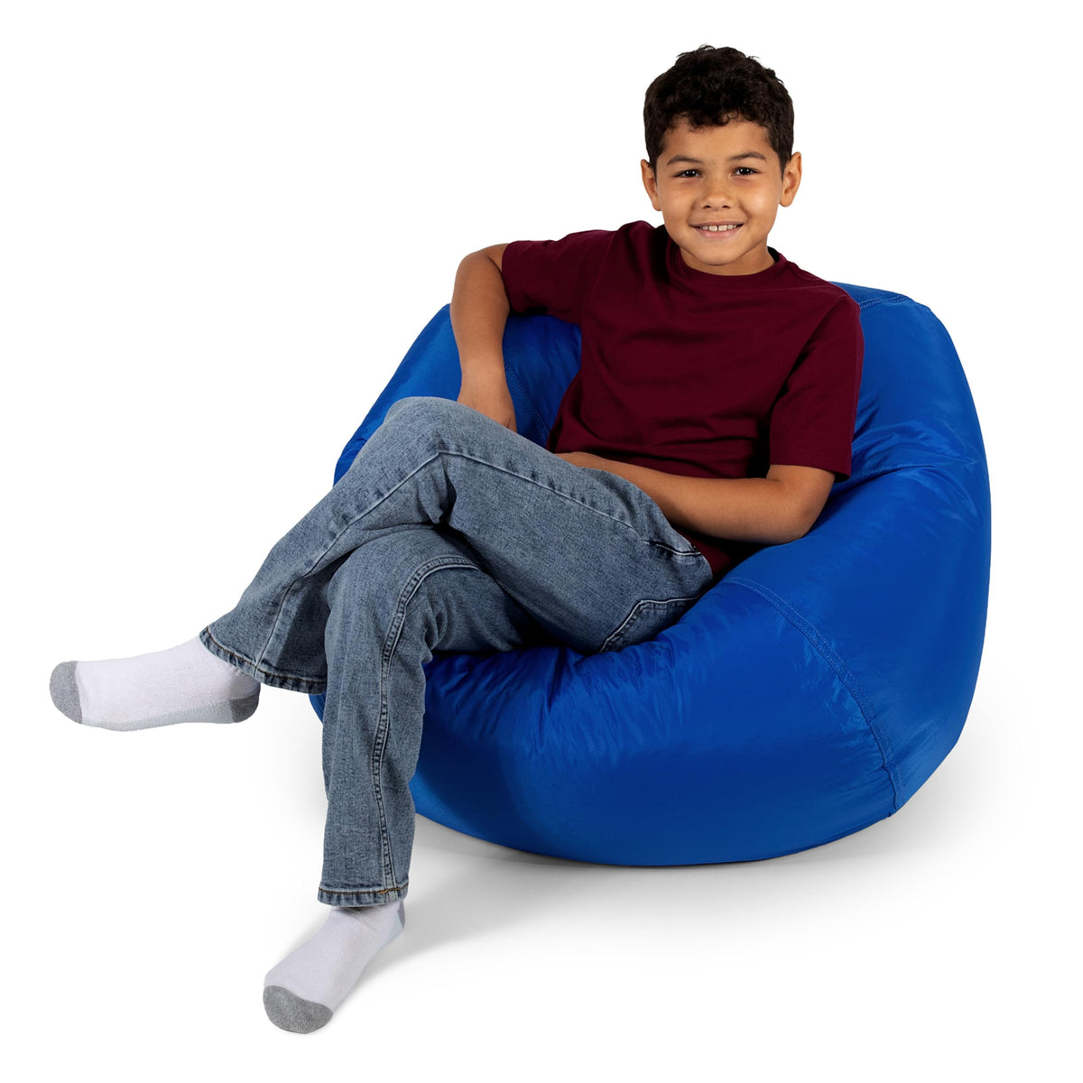 Big Joe Classic bean bag chair in sapphire with durable fabric for everyday kid seating.