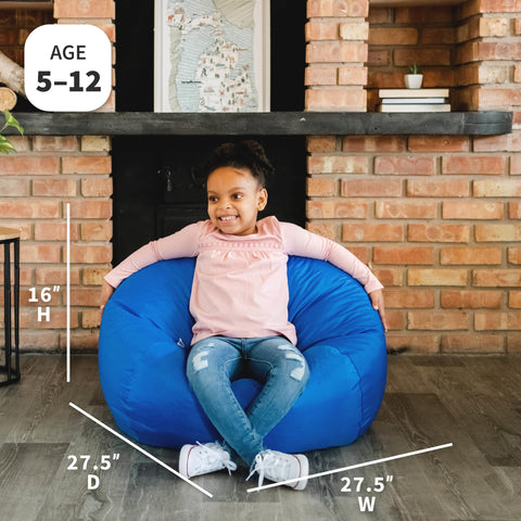 Big Joe Classic bean bag chair in sapphire with easy-clean surface for quick spills.