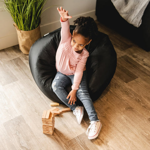 Big Joe easy-clean bean bag chair for quick spot cleaning after spills