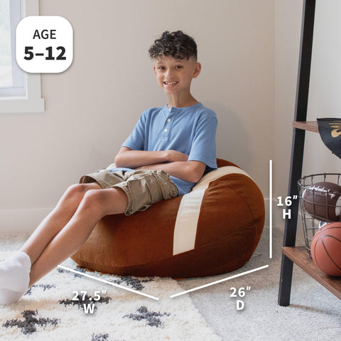 Big Joe soccer-design bean bag, ideal for reading corners.