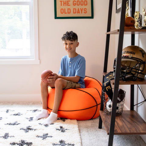Big Joe Sports Ball Chair bean-fill close-up showing balanced support
