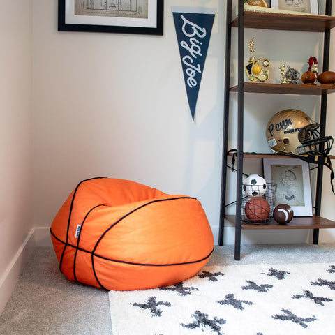 Big Joe Sports Ball Chair plush-fabric close-up showing soft texture