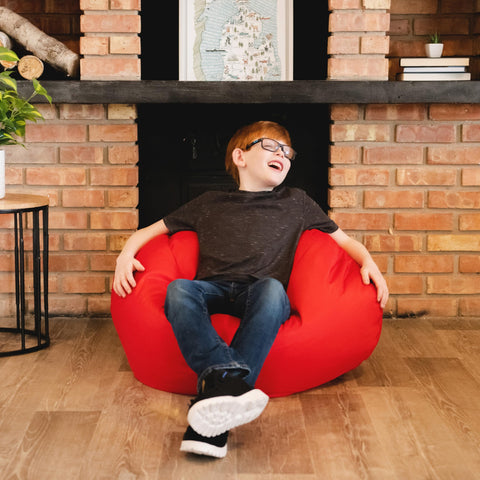 Durable, stain-resistant surface on Big Joe bean bag for easy cleaning.
