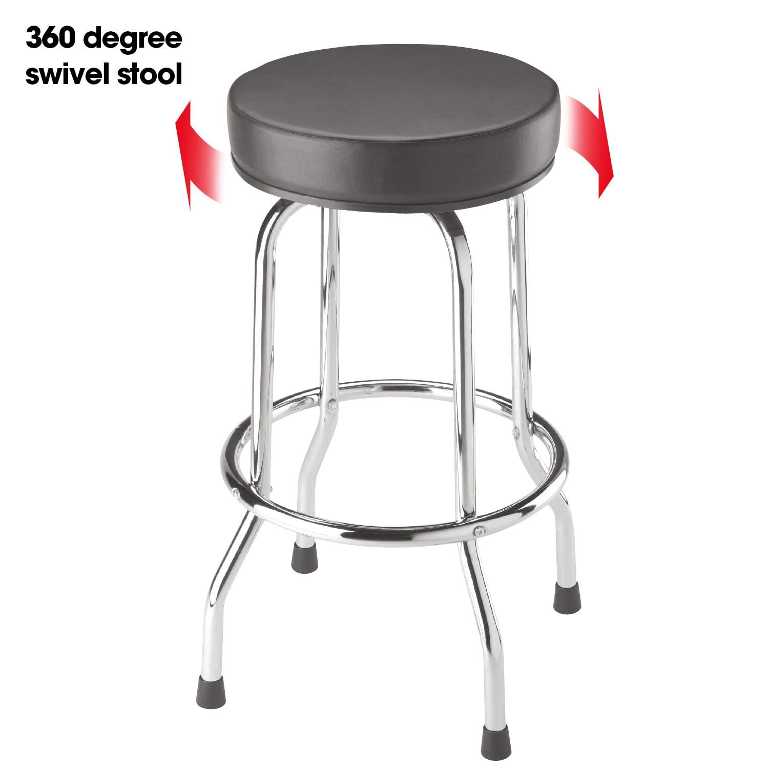 Chrome legs with anti-slip caps reduce shifting on slick shop floors.