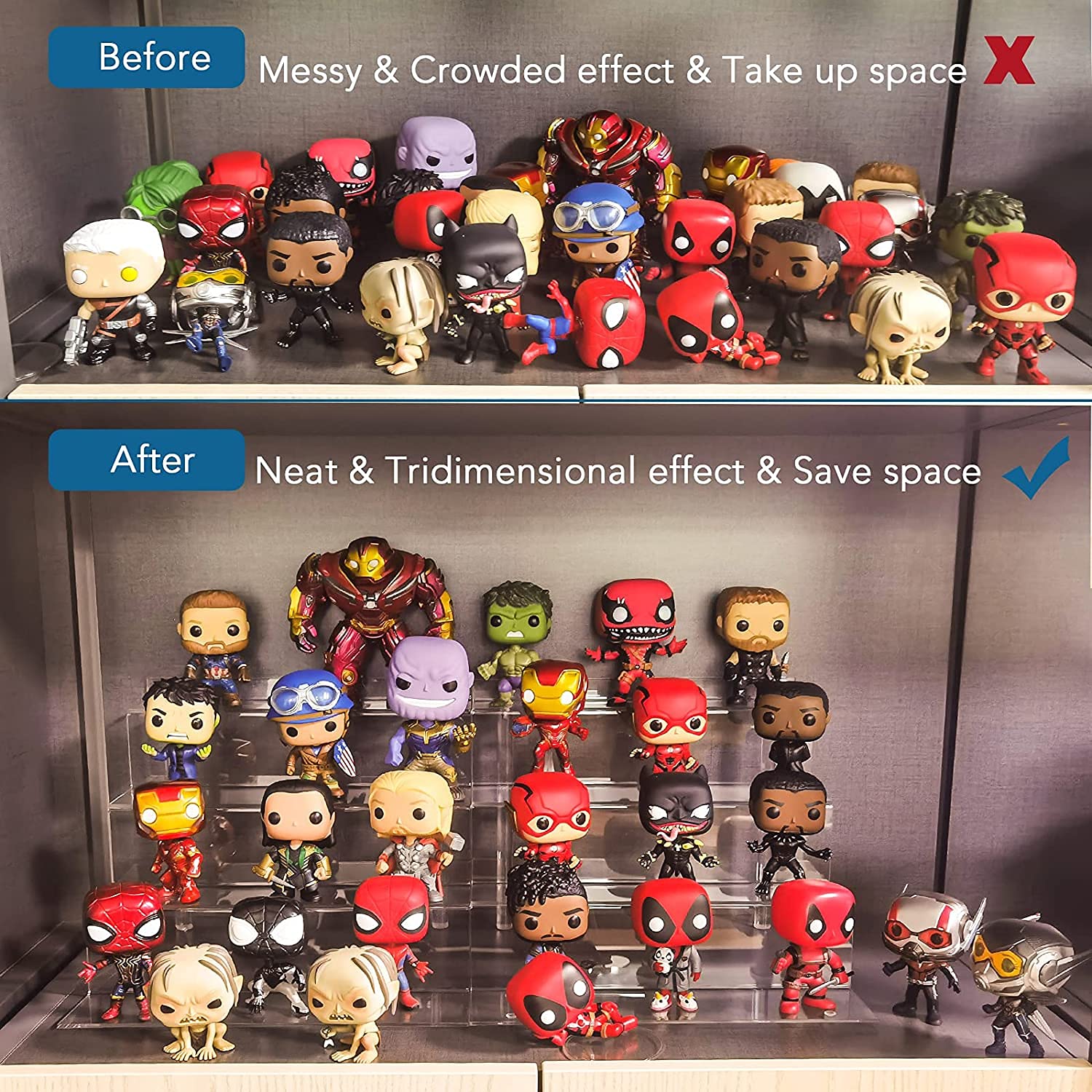 bigantss clear acrylic shelf keeps cosmetics neatly displayed and accessible.