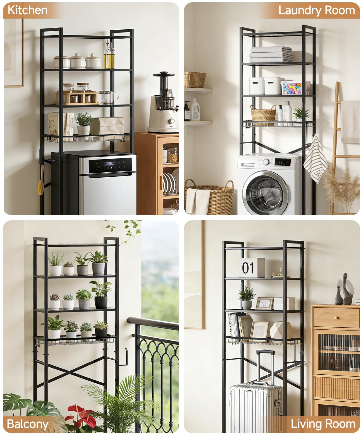 BIGITTA removable hooks allow towels and brushes within easy reach.