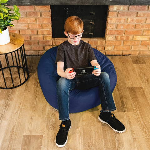 Big Joe chair features dual-zip safety stitching for added durability.