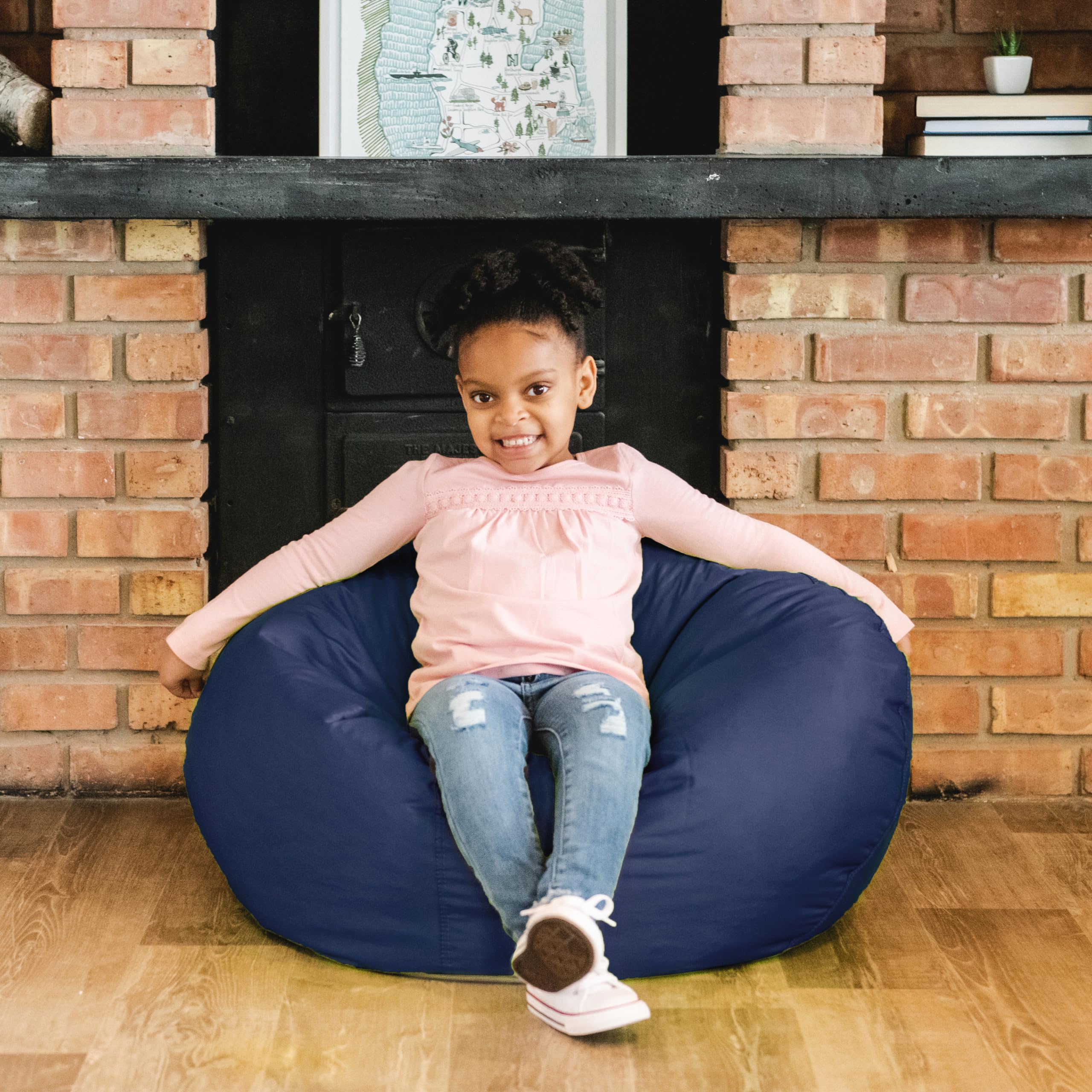 Classic round shape by Big Joe creates a cozy reading spot.