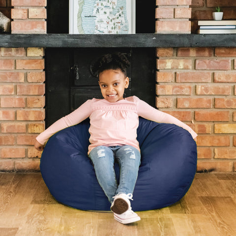 Classic round shape by Big Joe creates a cozy reading spot.