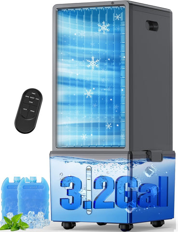 BIGOOSE 4-in-1 air cooler front view showing portable design for flexible cooling