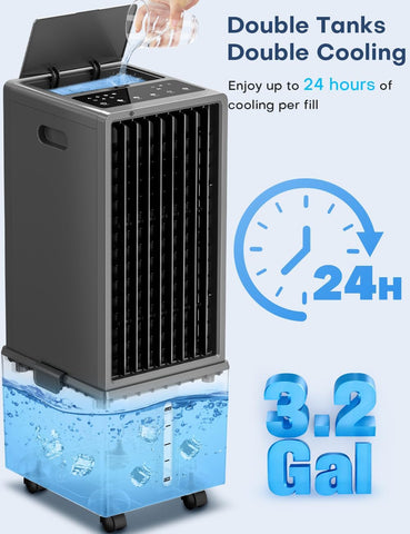 BIGOOSE dual 3.2 gallon tanks delivering up to 24 hours of cooling