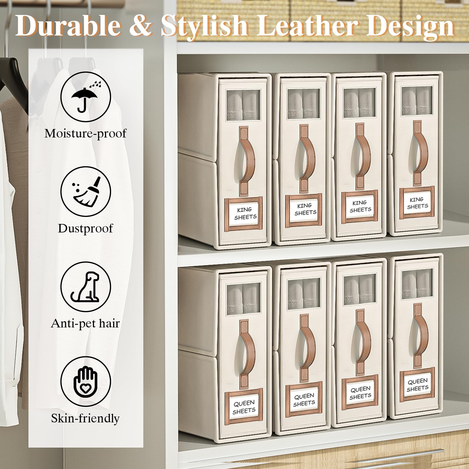 Six-pack sheet organizers arranged in a compact, stackable design.