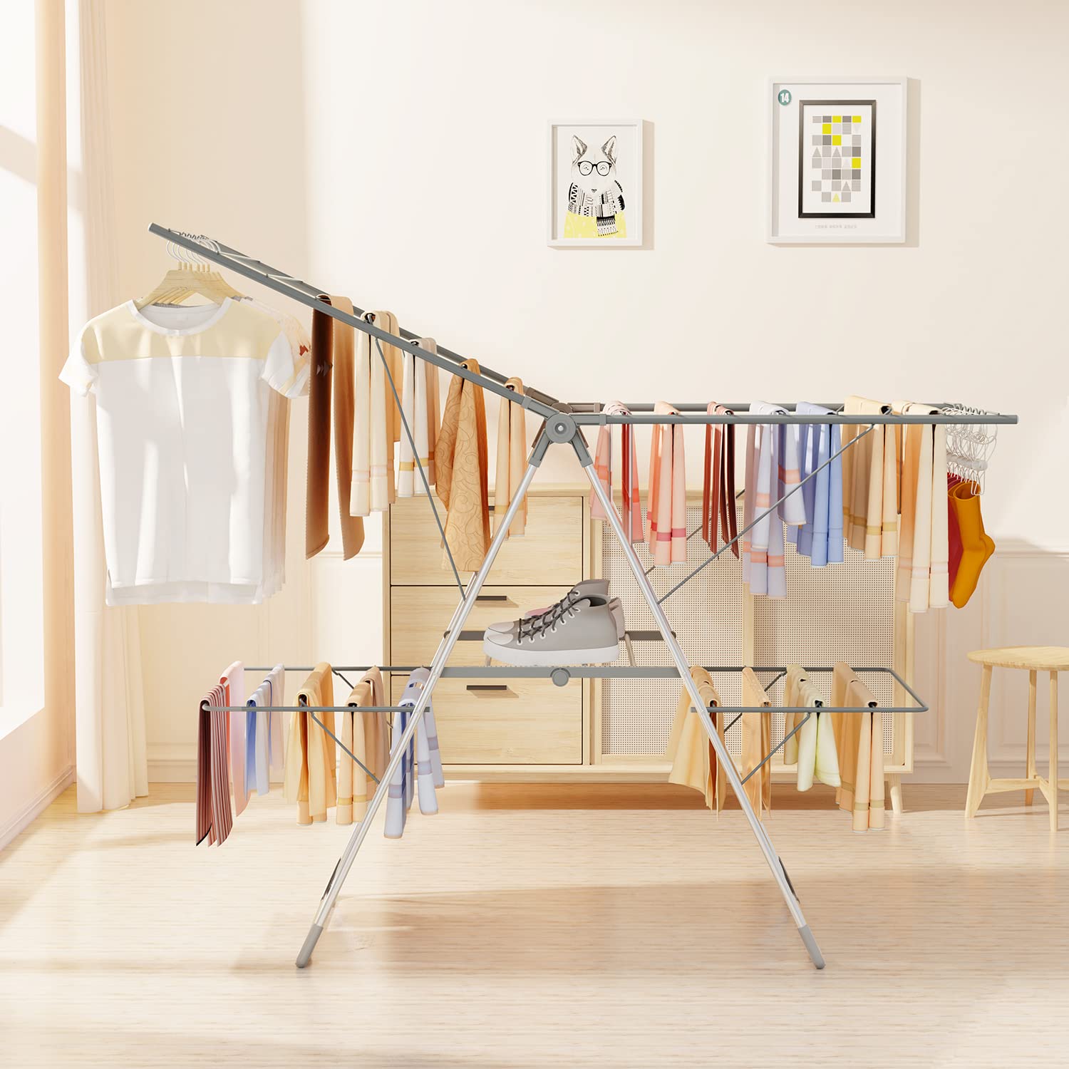 Bigzzia 9 lb rack offers sturdy support for daily laundry.
