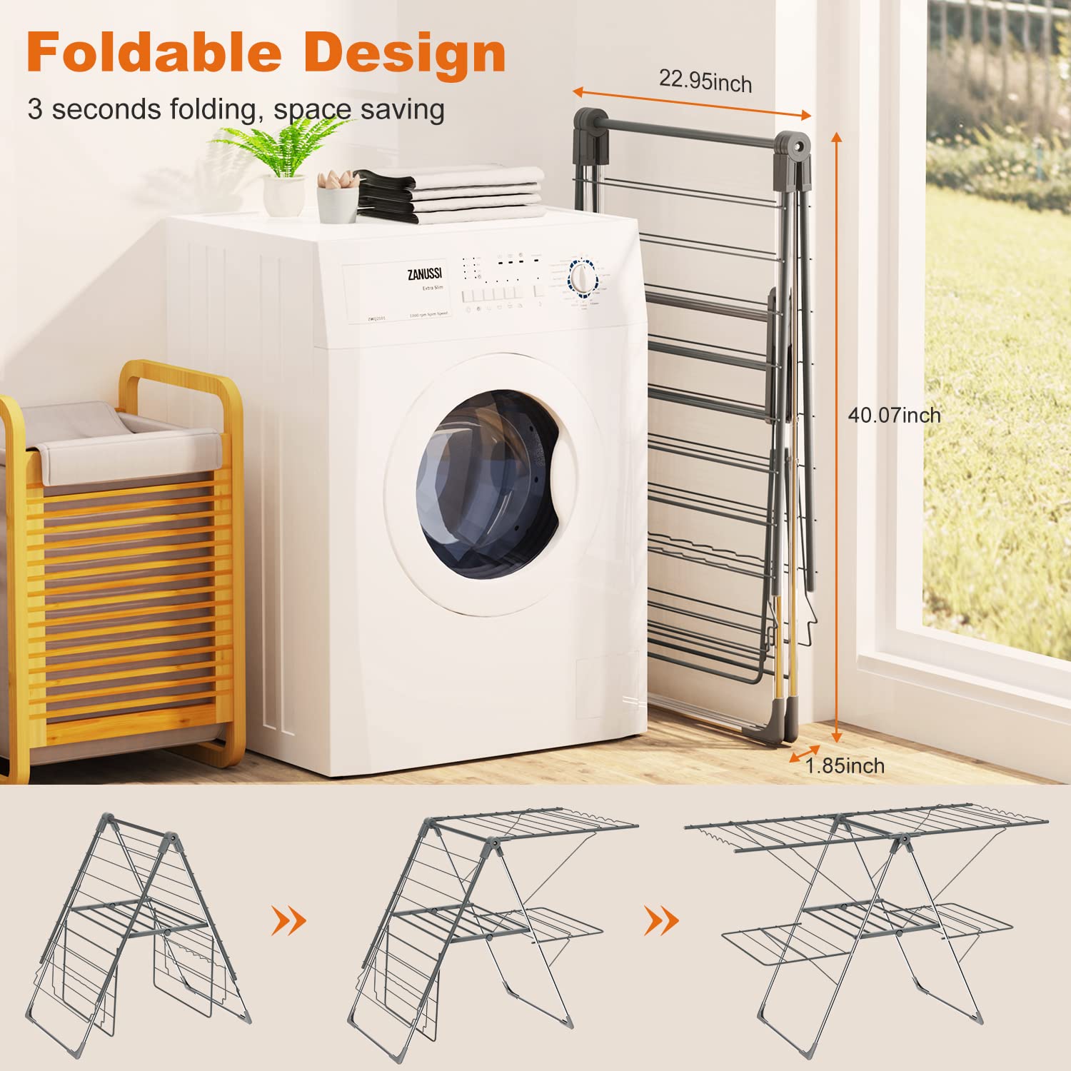 Bigzzia indoor outdoor rack is versatile for any laundry setting.