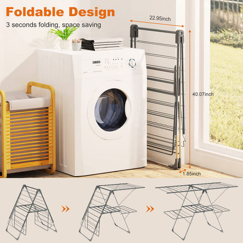 Bigzzia indoor outdoor rack is versatile for any laundry setting.