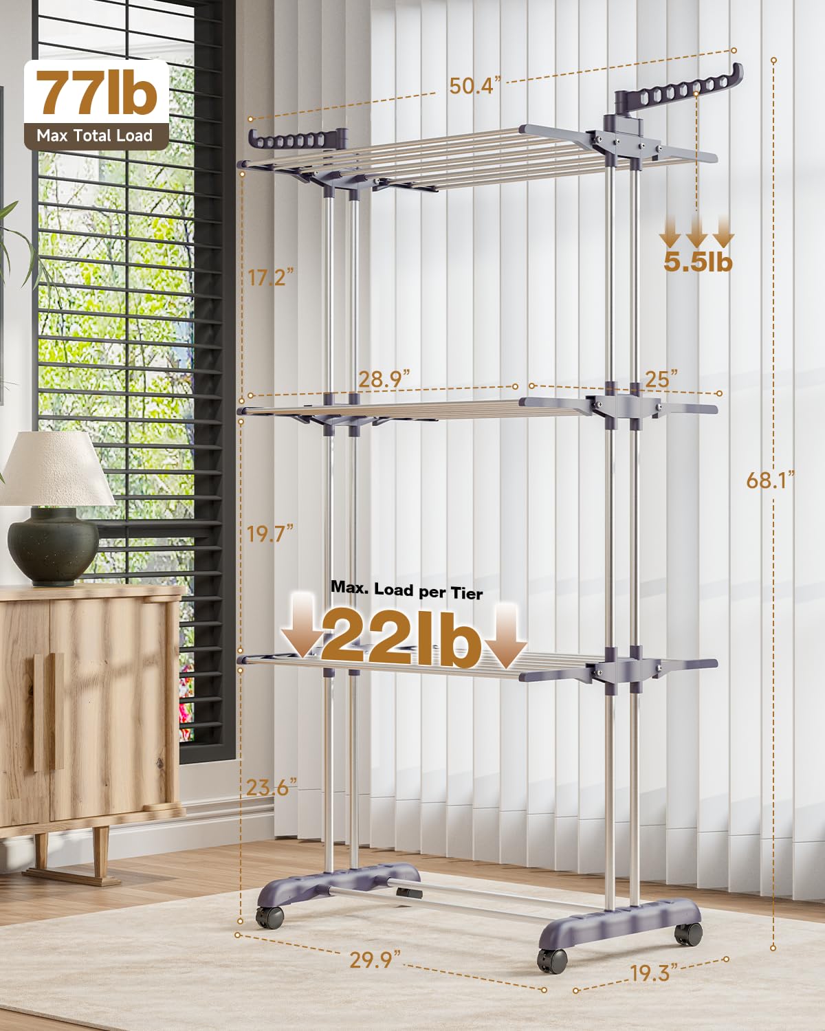Bigzzia 126 x 50 x 172 cm capacity for towels and garments.