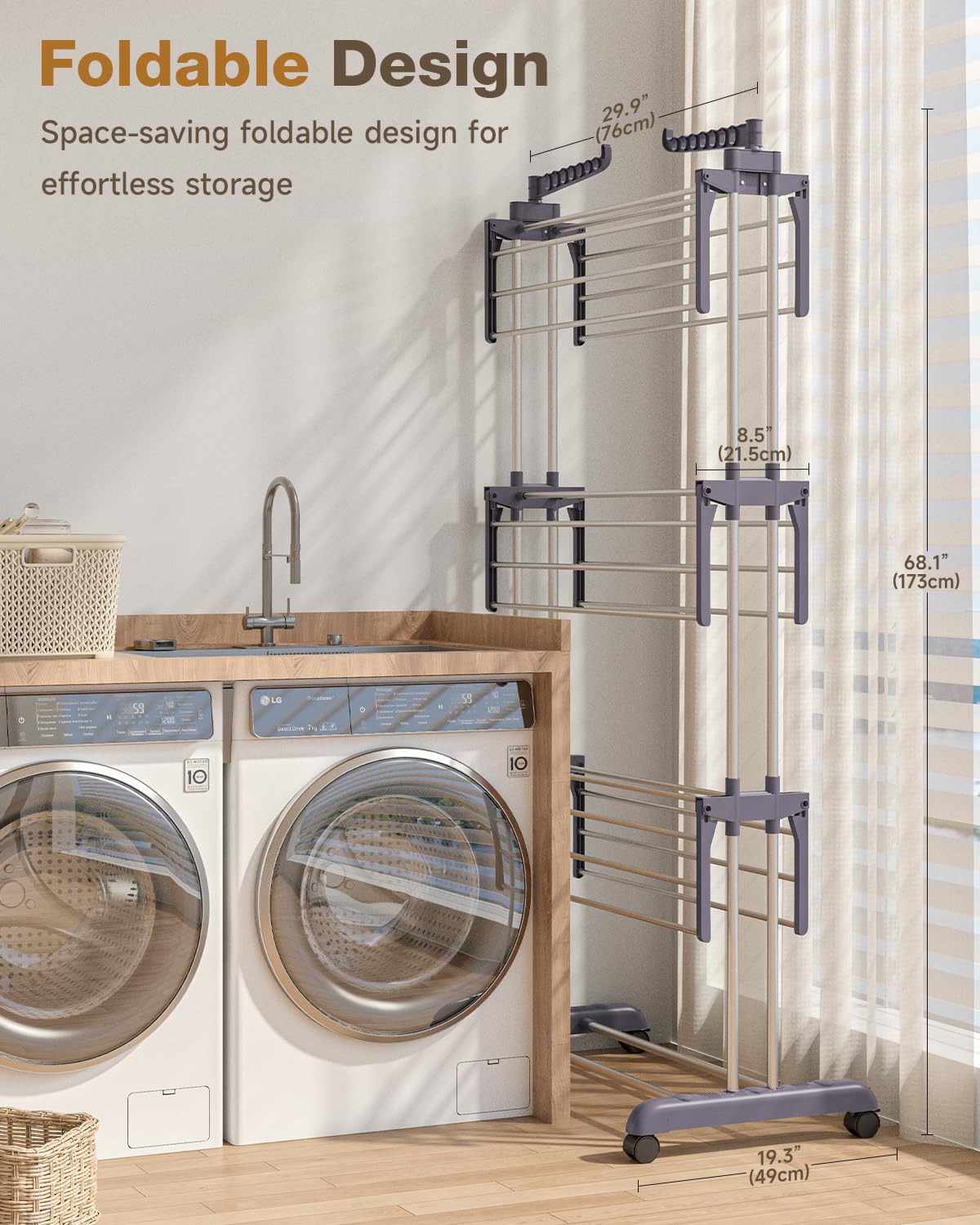 Bigzzia durable rack suitable for indoor and outdoor drying environments.
