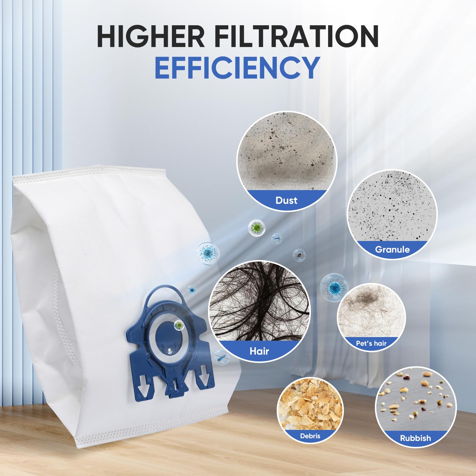 Full package view: 20 bags and 5 filters for easy replacements