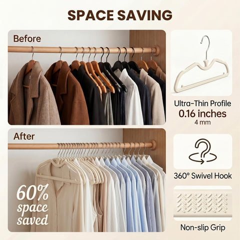 Bihoonge 360 degree rotating hook enables easy access to garments