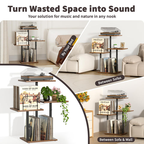 Bikoney Botanical Record Stand vinyl storage area and turntable surface