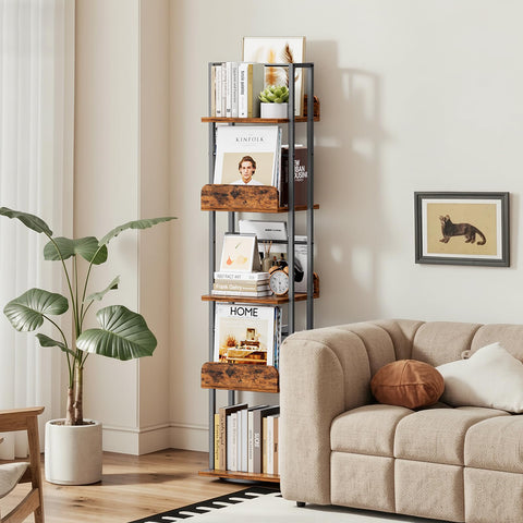 Bikoney rotating bookshelf black finish complements modern interiors.