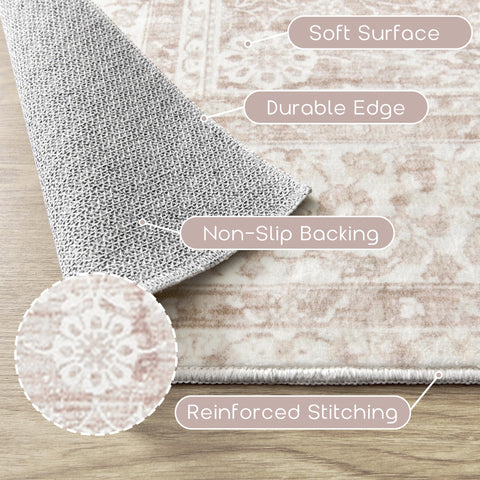 BILEEHOME boho floral pattern rug enhances feminine bedroom ambiance.