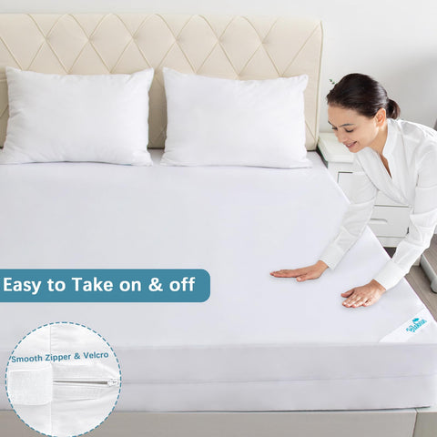 Biloban six-sided zipper encasement on a twin mattress