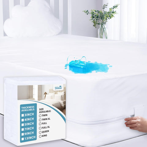 Biloban twin mattress protector with six-sided zipper for full coverage