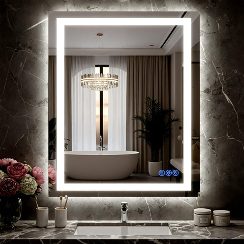 Bimno LED mirror with front and backlight for precise makeup illumination.