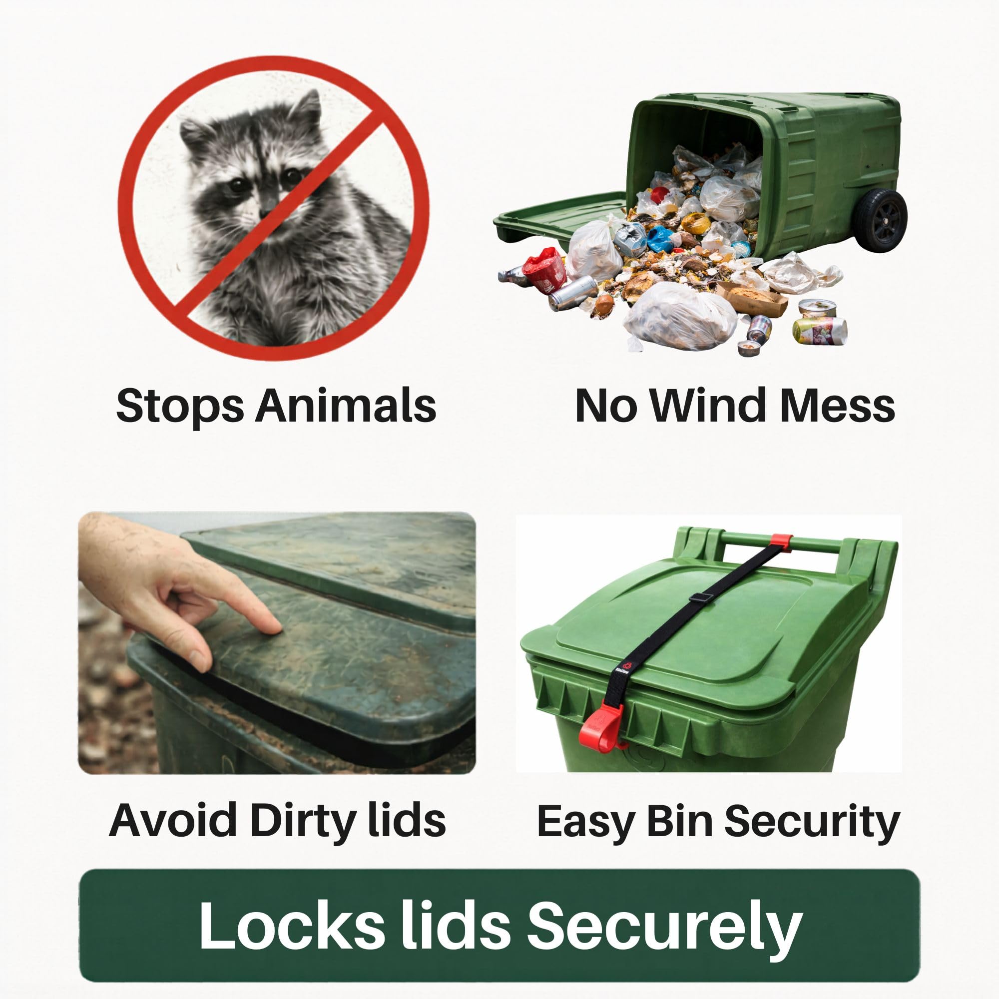 BinClaw lid lock stops curious animals securely.