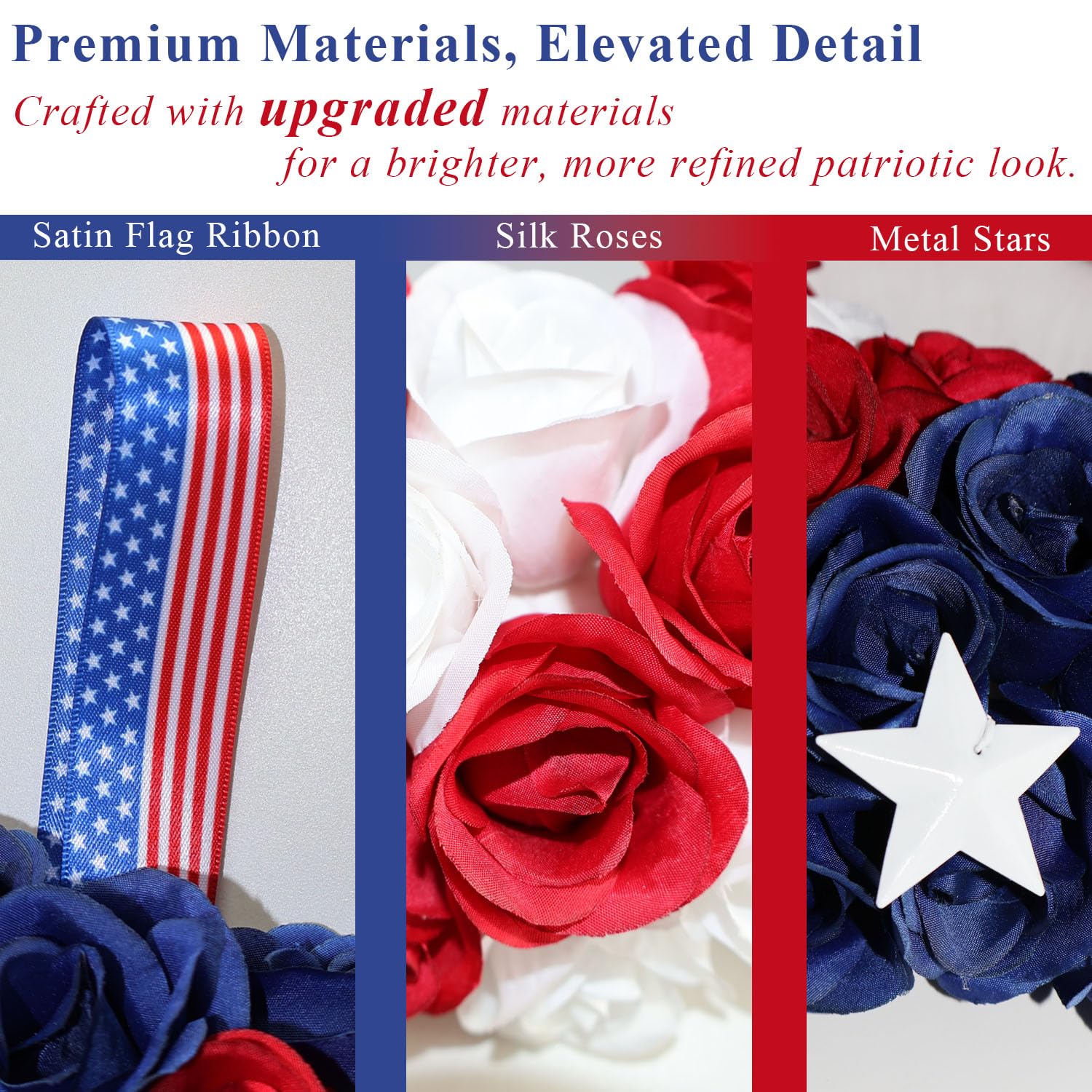 BINFEN patriotic wreath highlights red white and blue tones for entryways