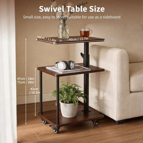 Bingyouth sturdy C-shaped end table design fits beside the couch.