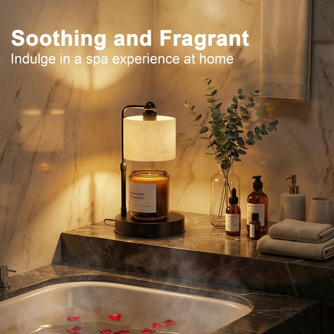 Bingyouth Candle Warmer Lamp with rustic modern linen shade for stylish ambience.